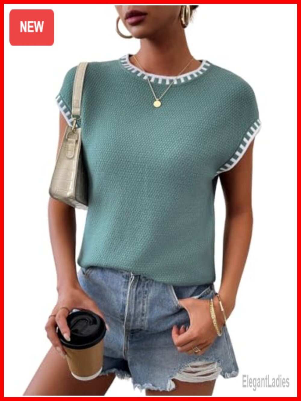 Cap Sleeve Knit Sweater Vest Tank Top